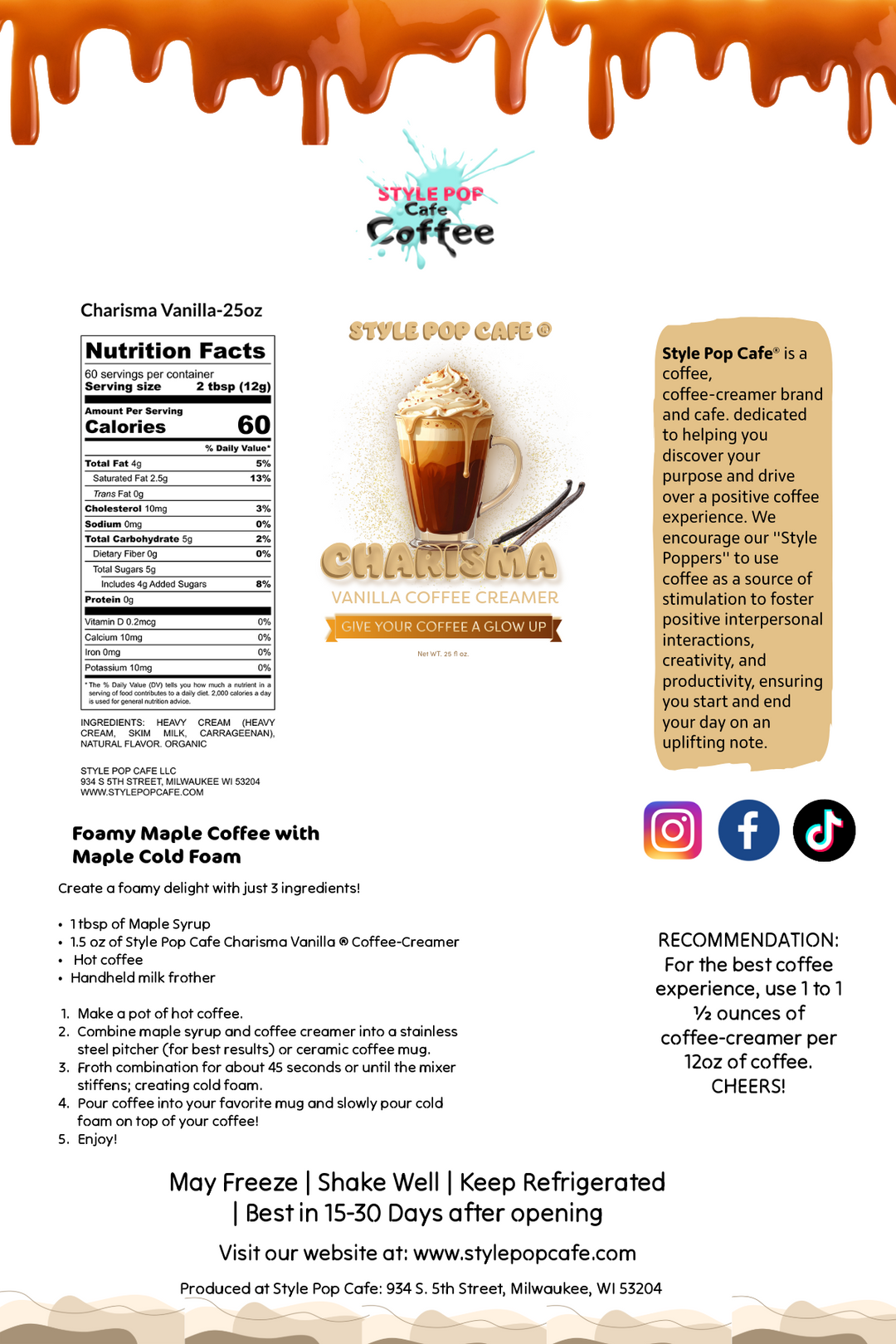Charisma Vanilla ™ Coffee Creamer